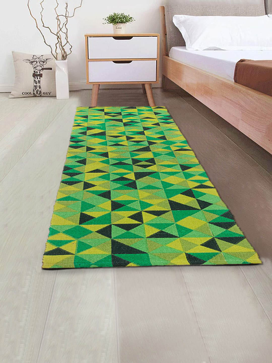 Saral Home Green Geometric Printed Cotton Multiuse Runner