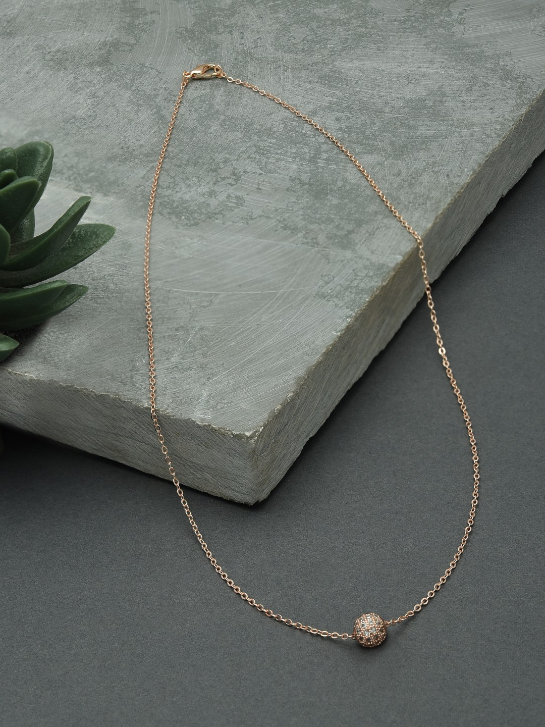 AMI Rose Gold & Rose Gold-Plated Contemporary Dazzling Diamonds Embellished Chain