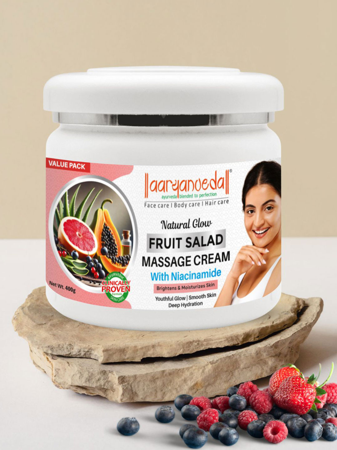 Aryanveda Fruit Salad Massage Cream For Enhancing Skin Elasticity & Healthy Skin - 400 g