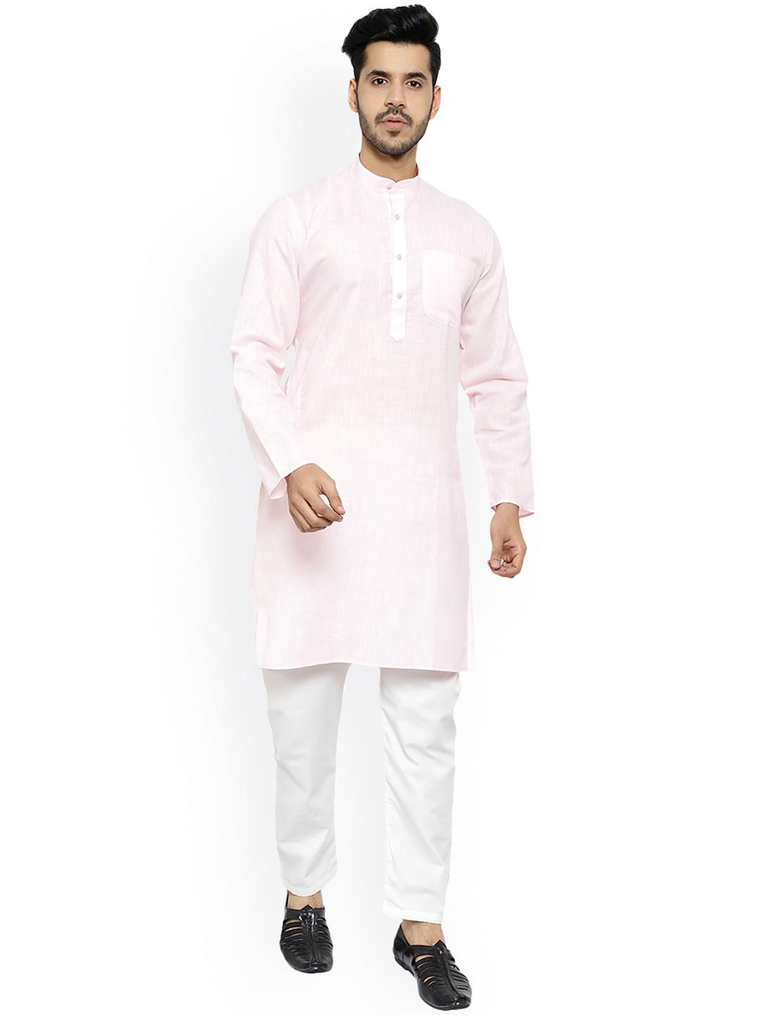 Pro-Ethic STYLE DEVELOPER Men Pink Pure Cotton Kurta with Pyjamas