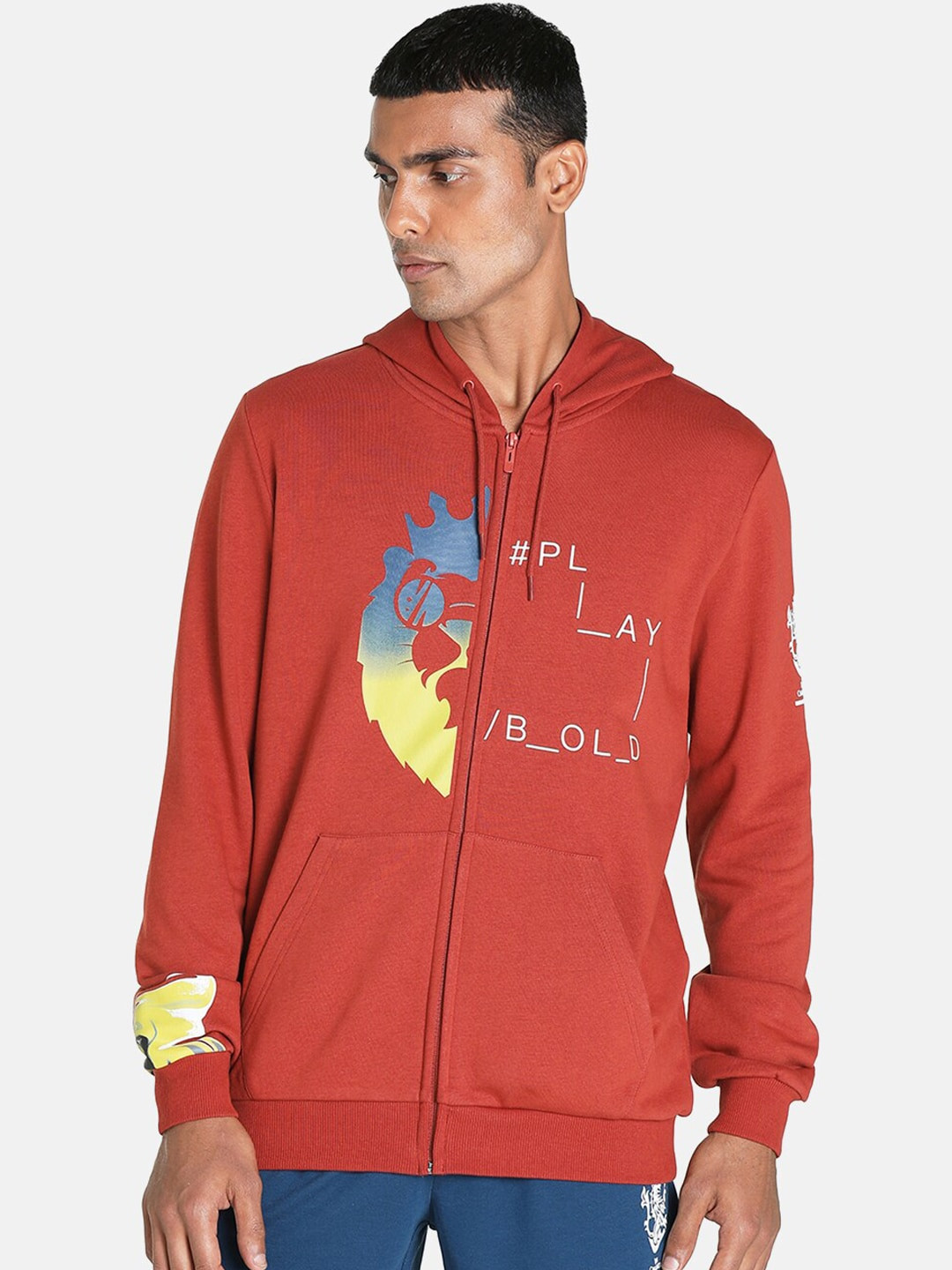 Puma Men Rust Red Royal Challengers Bangalore Graphic Regular Fit Sweatshirt