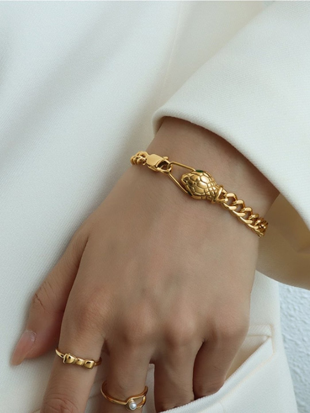 WHITE LIES Women 18K Gold-Plated Link Bracelet