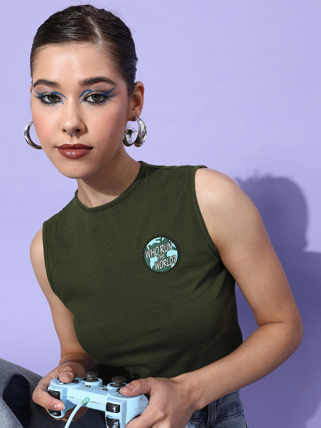 Style Quotient Women Lovely Olive Solid Bra Top and Vest