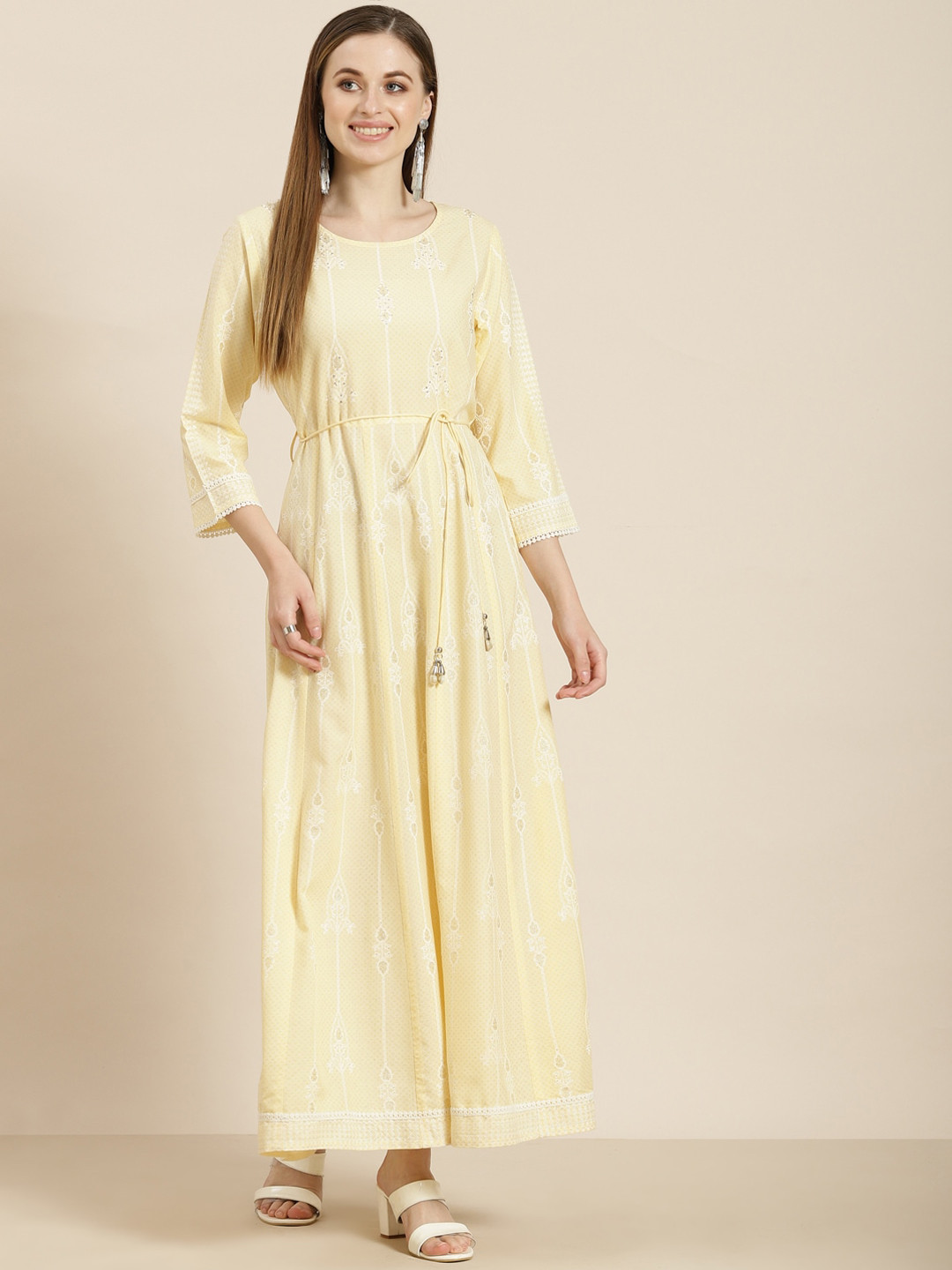 Juniper Women Yellow Ethnic Motifs Anarkali Kurta