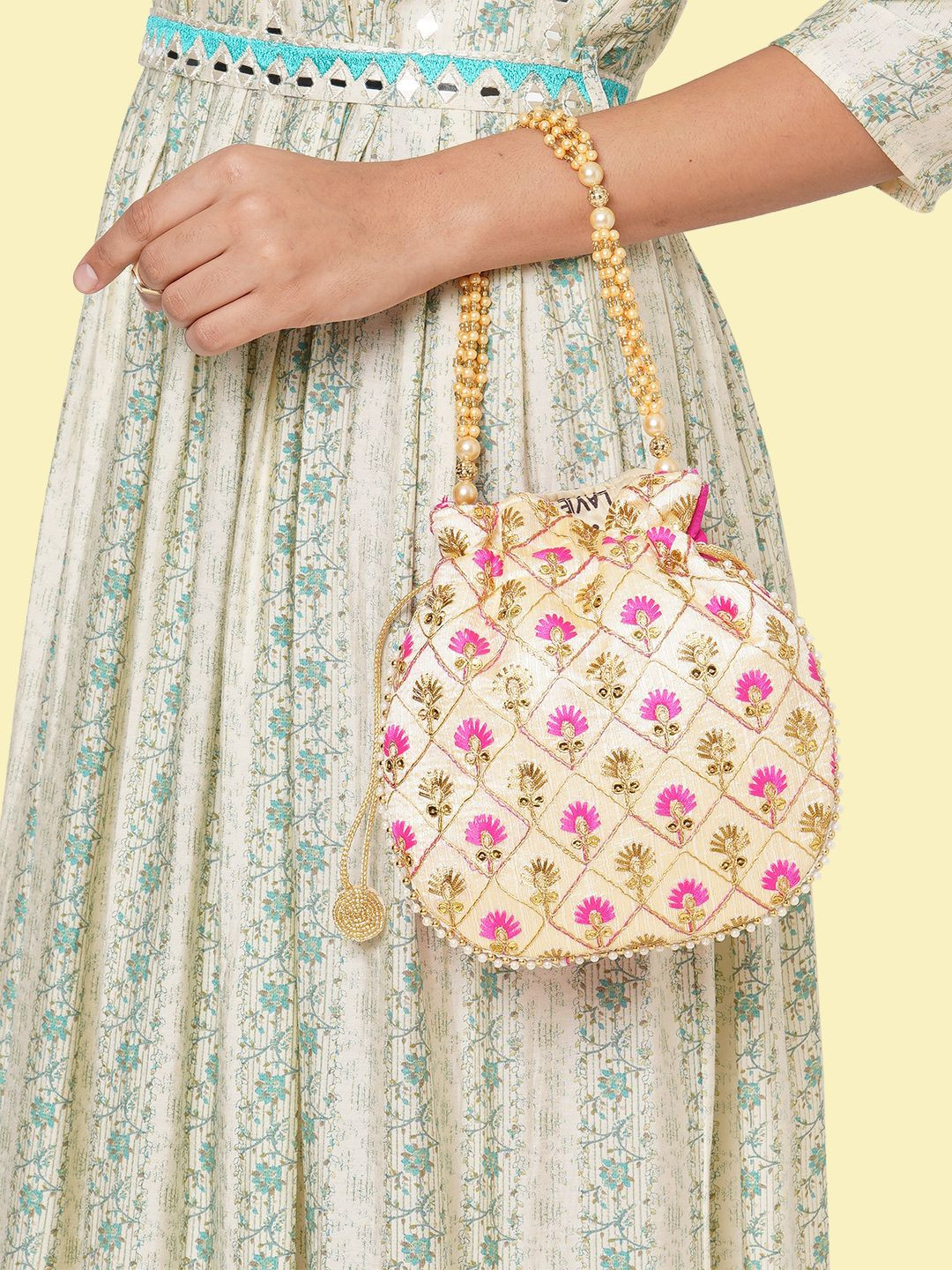 Lavie Women Amara Round Embriodered Ethnic Potli