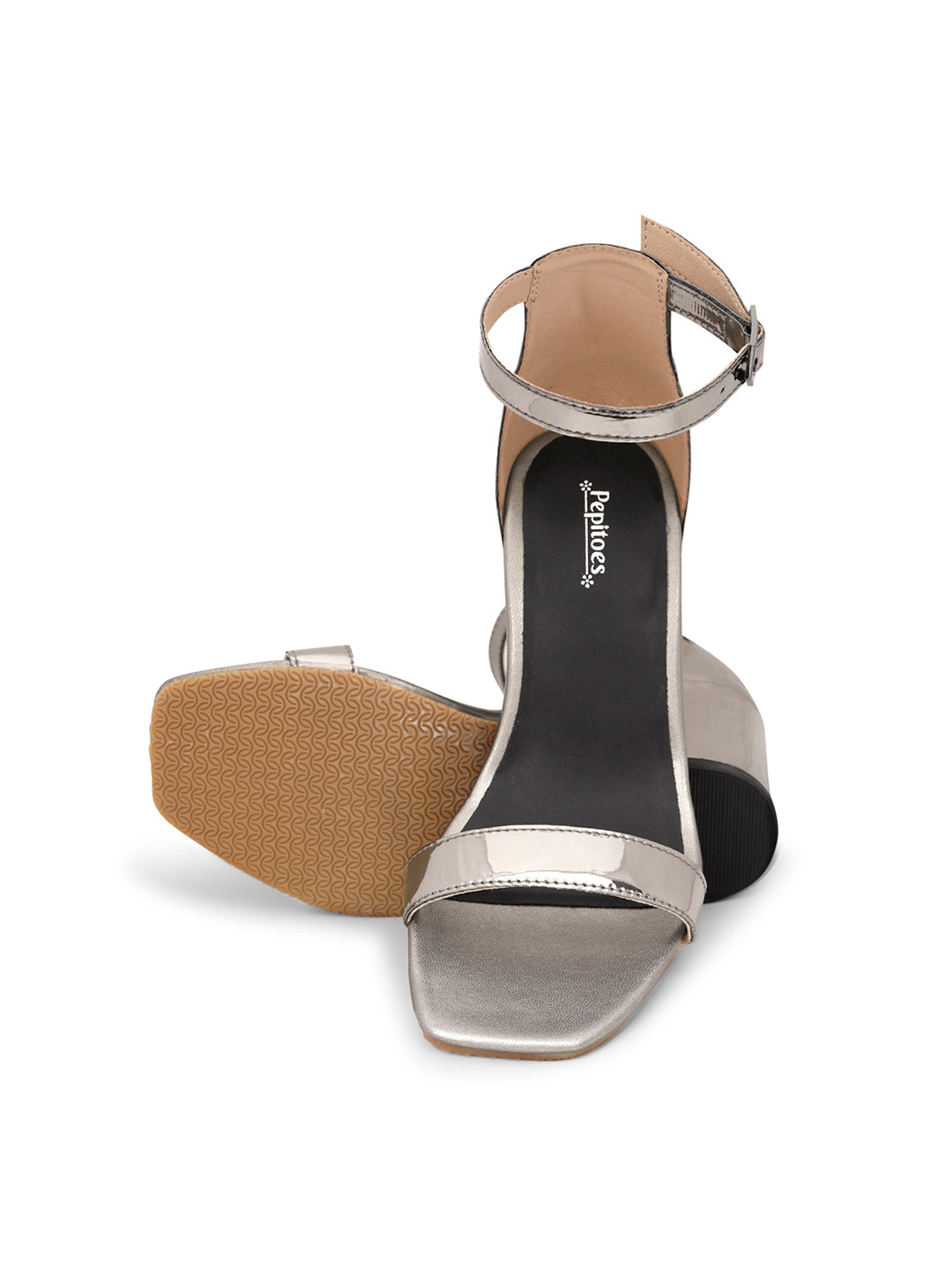 PEPITOES Champagne Block Sandals