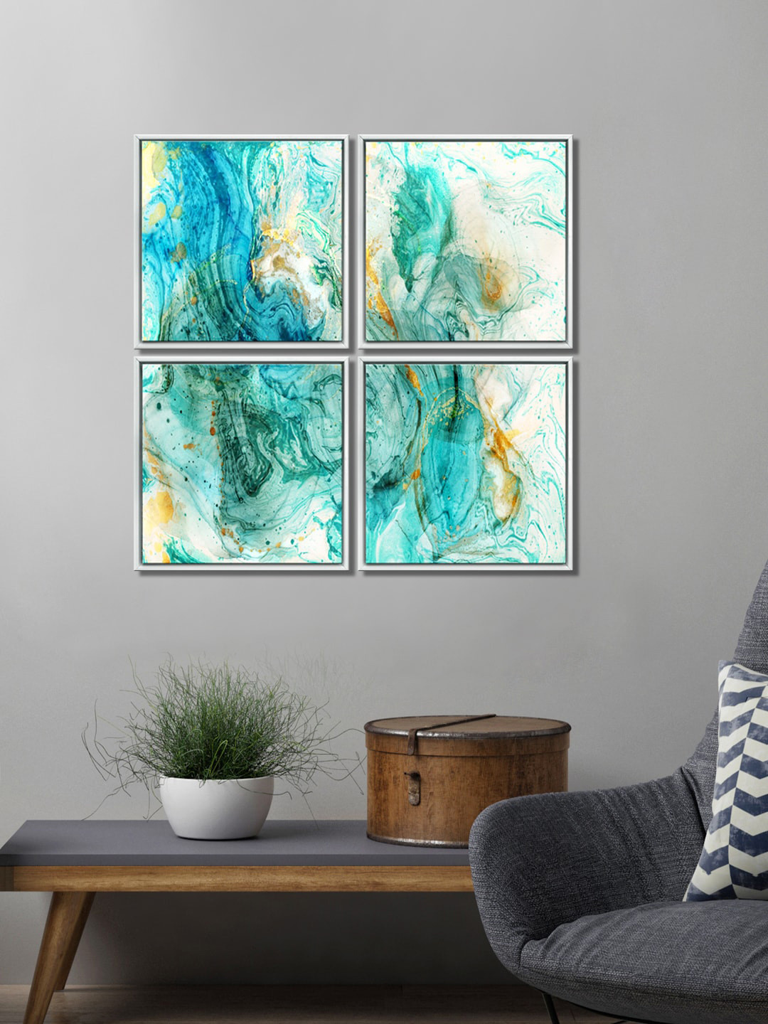 999Store Canvas 4 Piece Wall Square Paintings Wall Art - 13 x 13 In