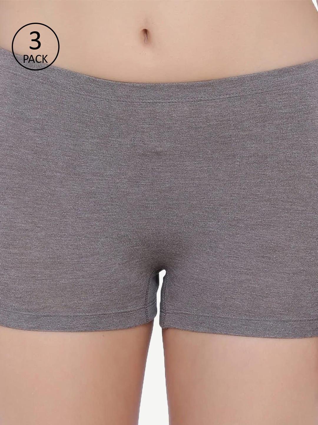 laavian Women Brown Solid Mid-Rise Boy Shorts Briefs