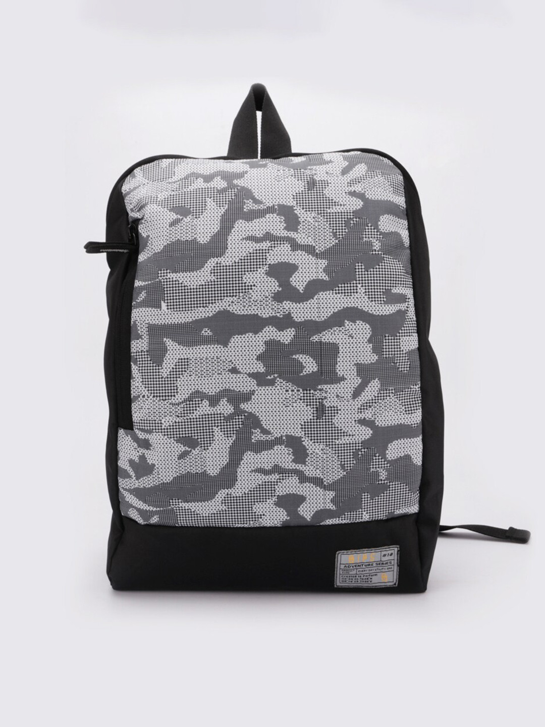 QIPS Unisex Grey & Black Camouflage Backpack