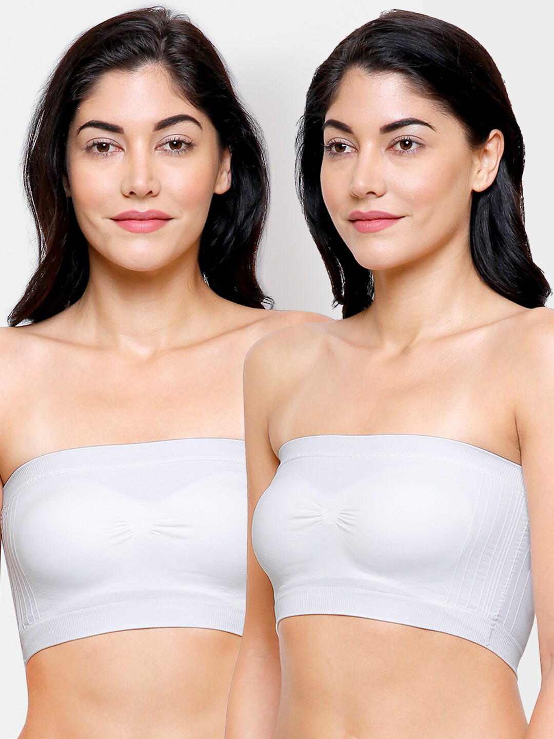 FashionRack White Pack Of 2 Lightly-Padded Cotton Bandeau Bra