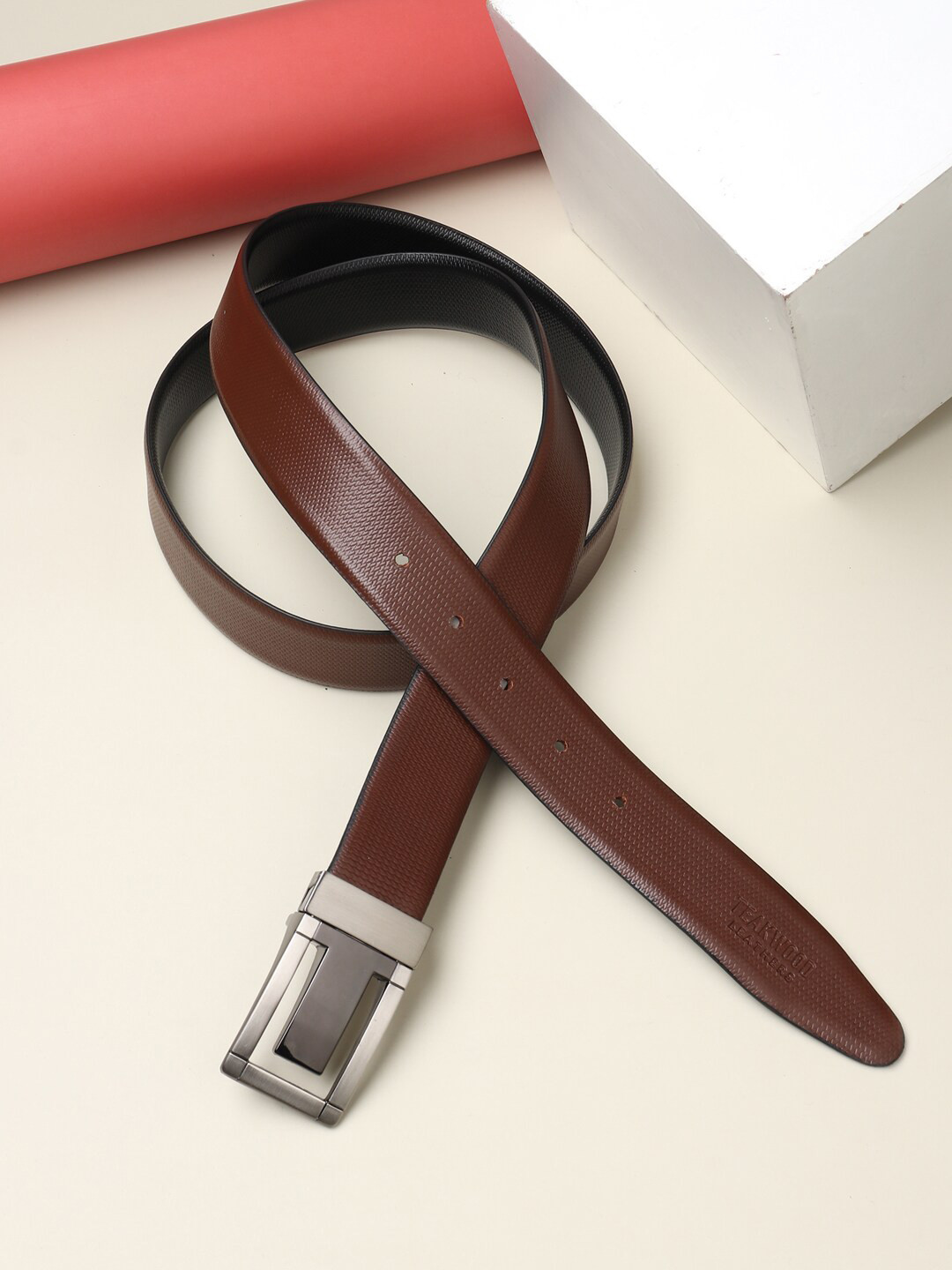 Teakwood Leathers Men Black Set Of 2 Leather Belt