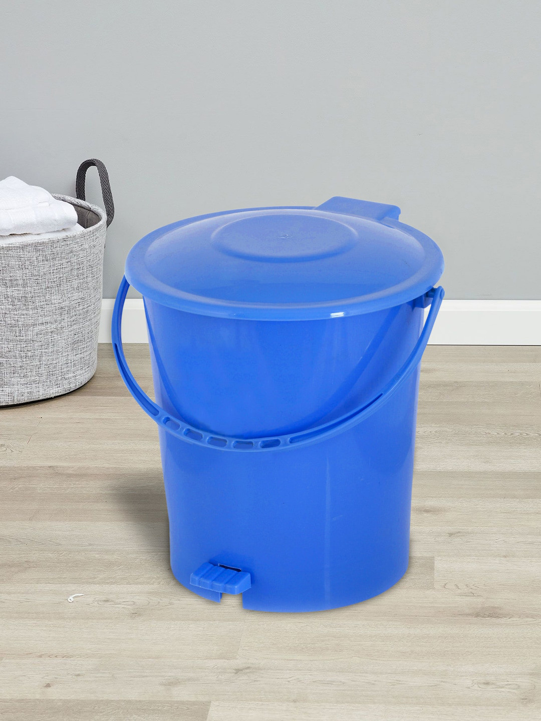 Kuber Industries Set Of 2 Blue & Red Plastic Pedal Dustbin With Handle