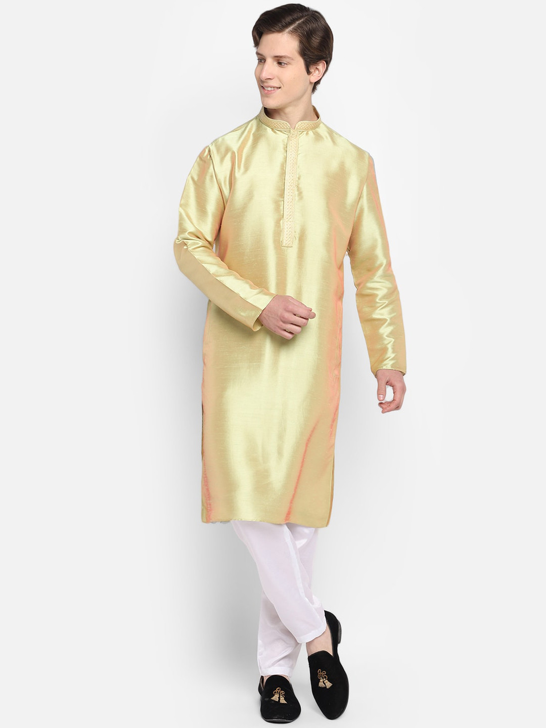 DEVOILER Men Gold-Toned Kurta with Pyjamas