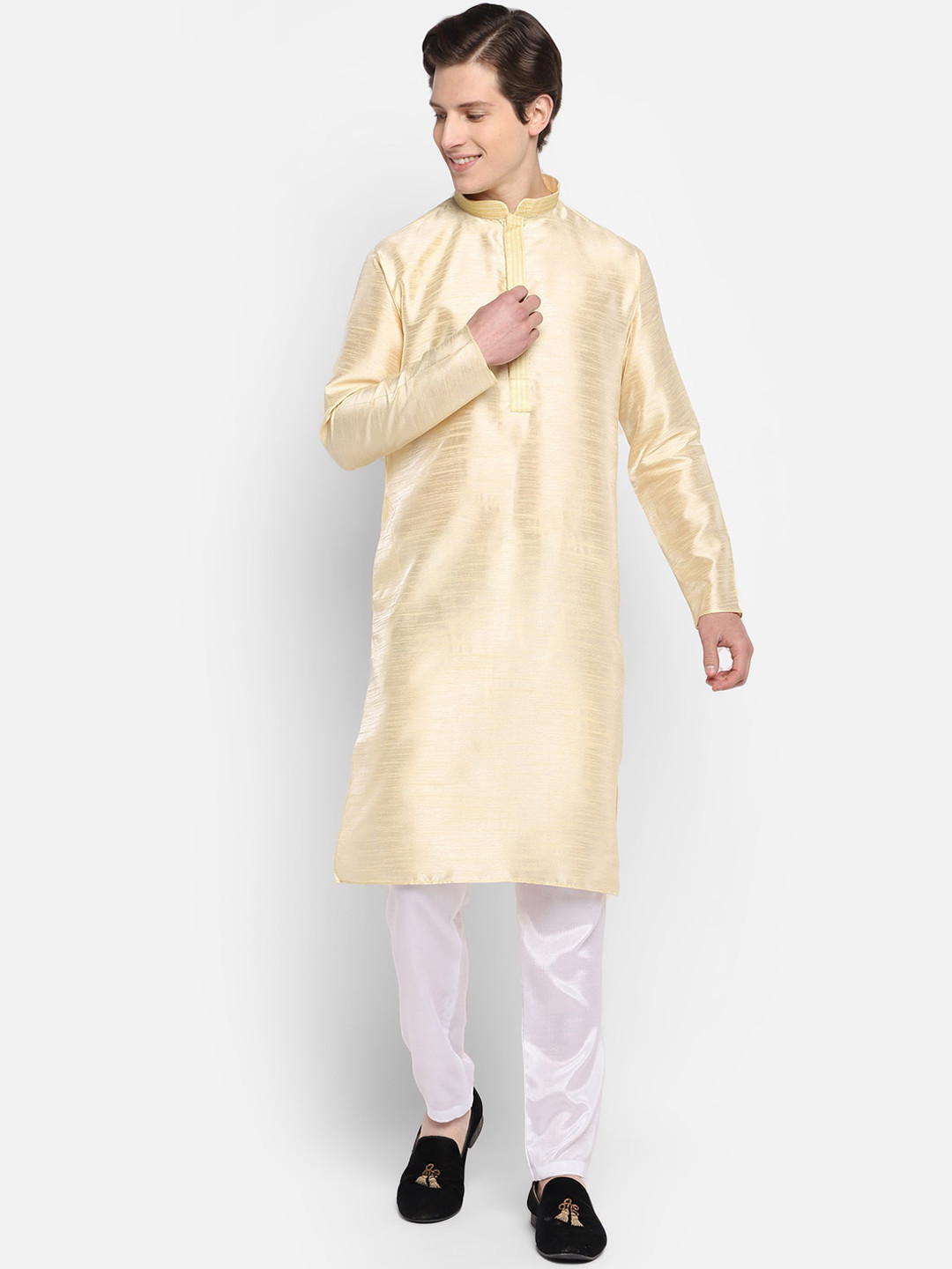 DEVOILER Men Off White Kurta with Pyjamas