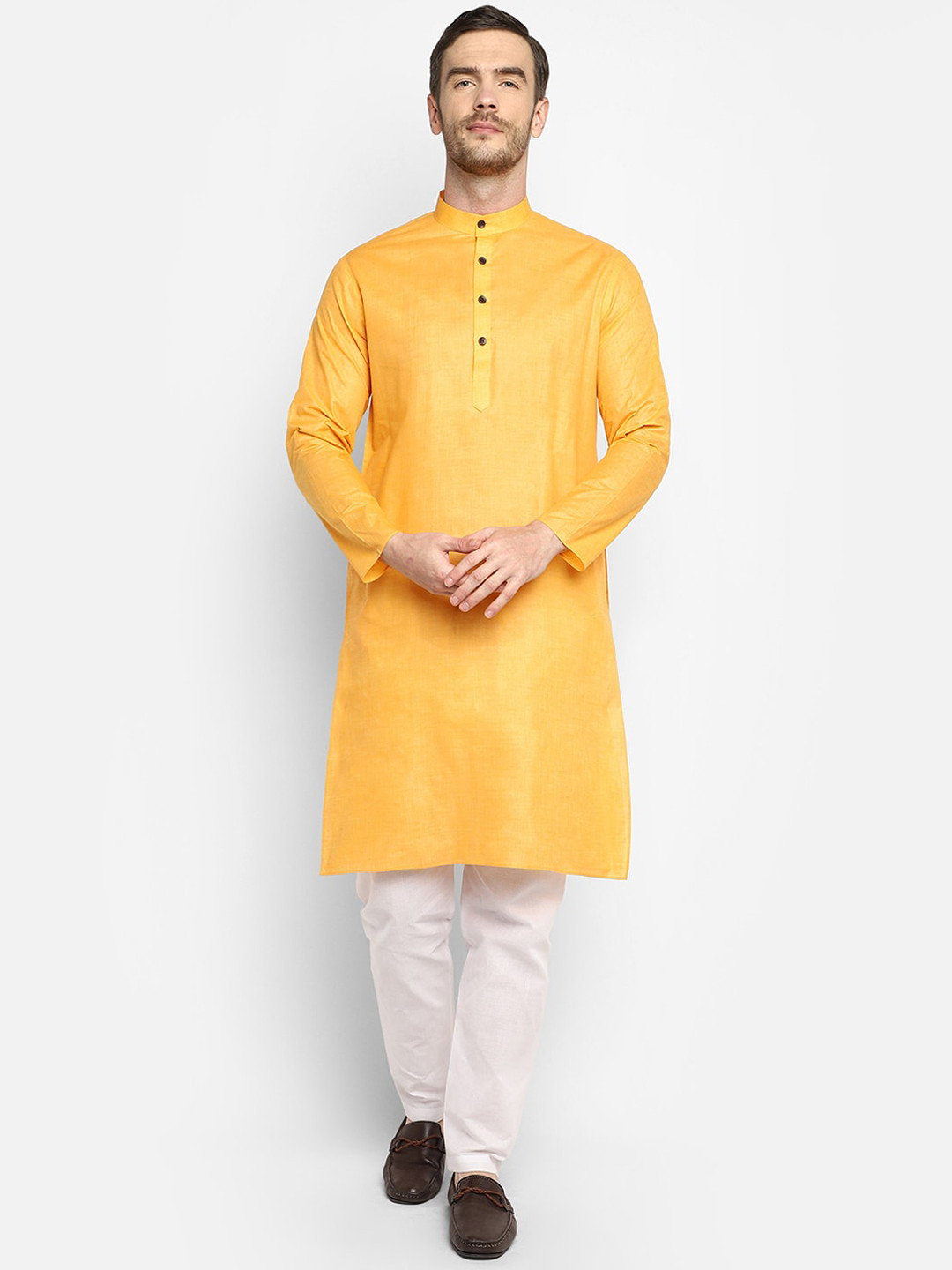DEVOILER Men Orange Kurta with Pyjamas