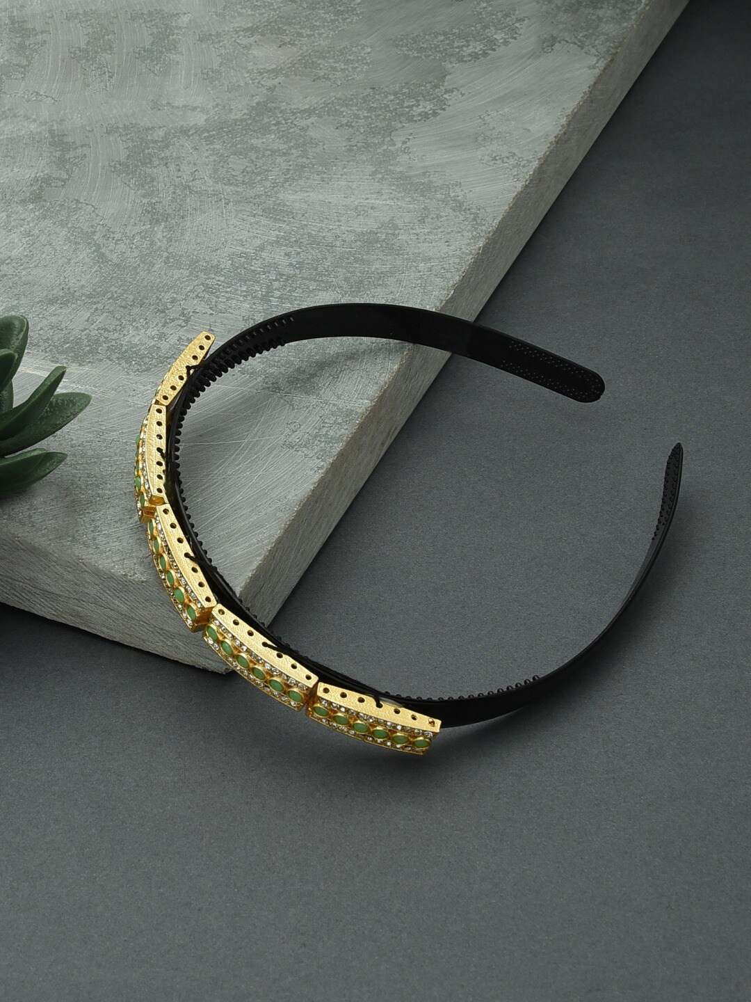 Zaveri Pearls Women Gold-Toned & White Stones & Austrian Diamonds Embellished Hairband