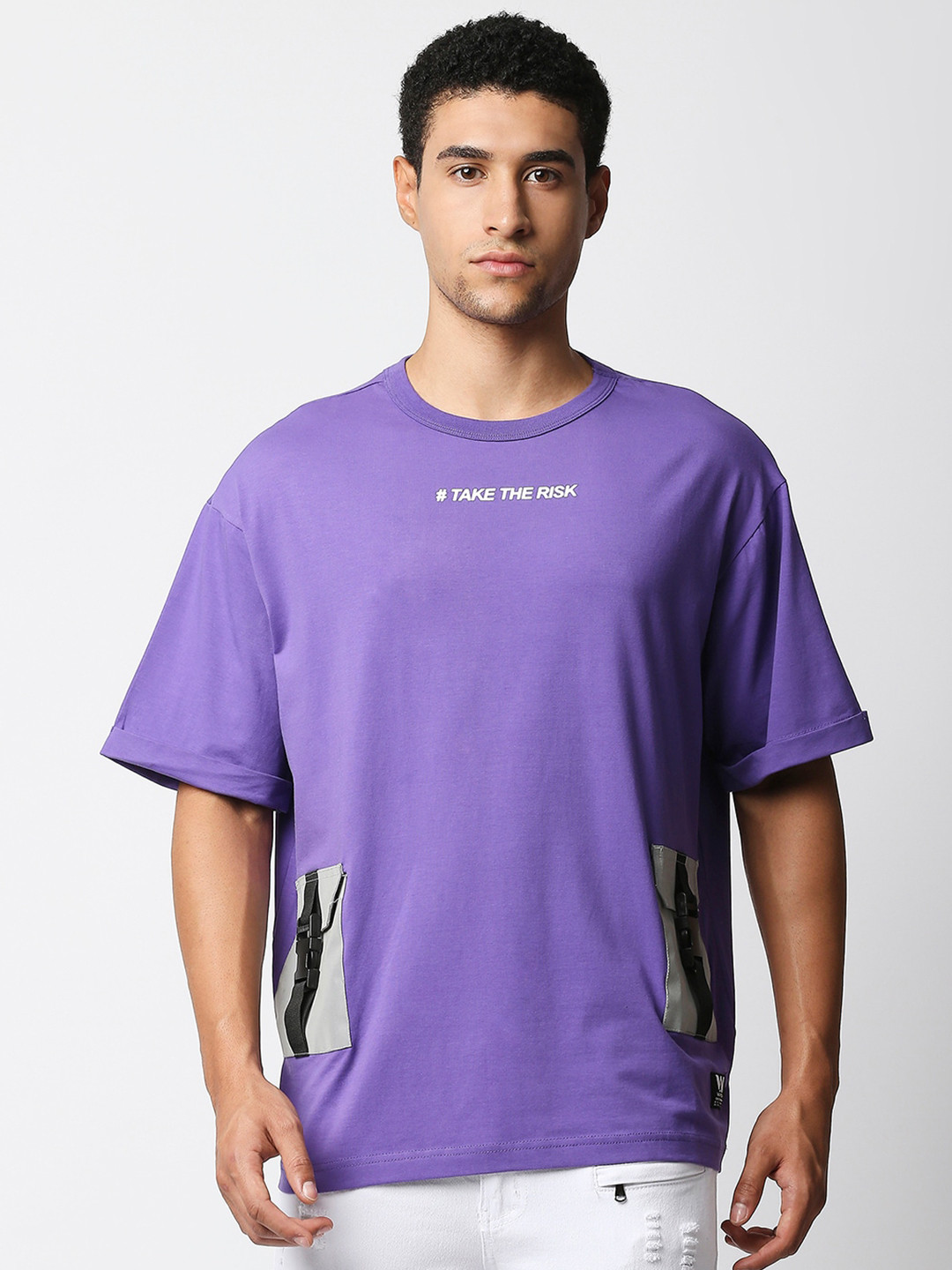 WAIMEA Men Purple Typography Printed Boxy T-shirt