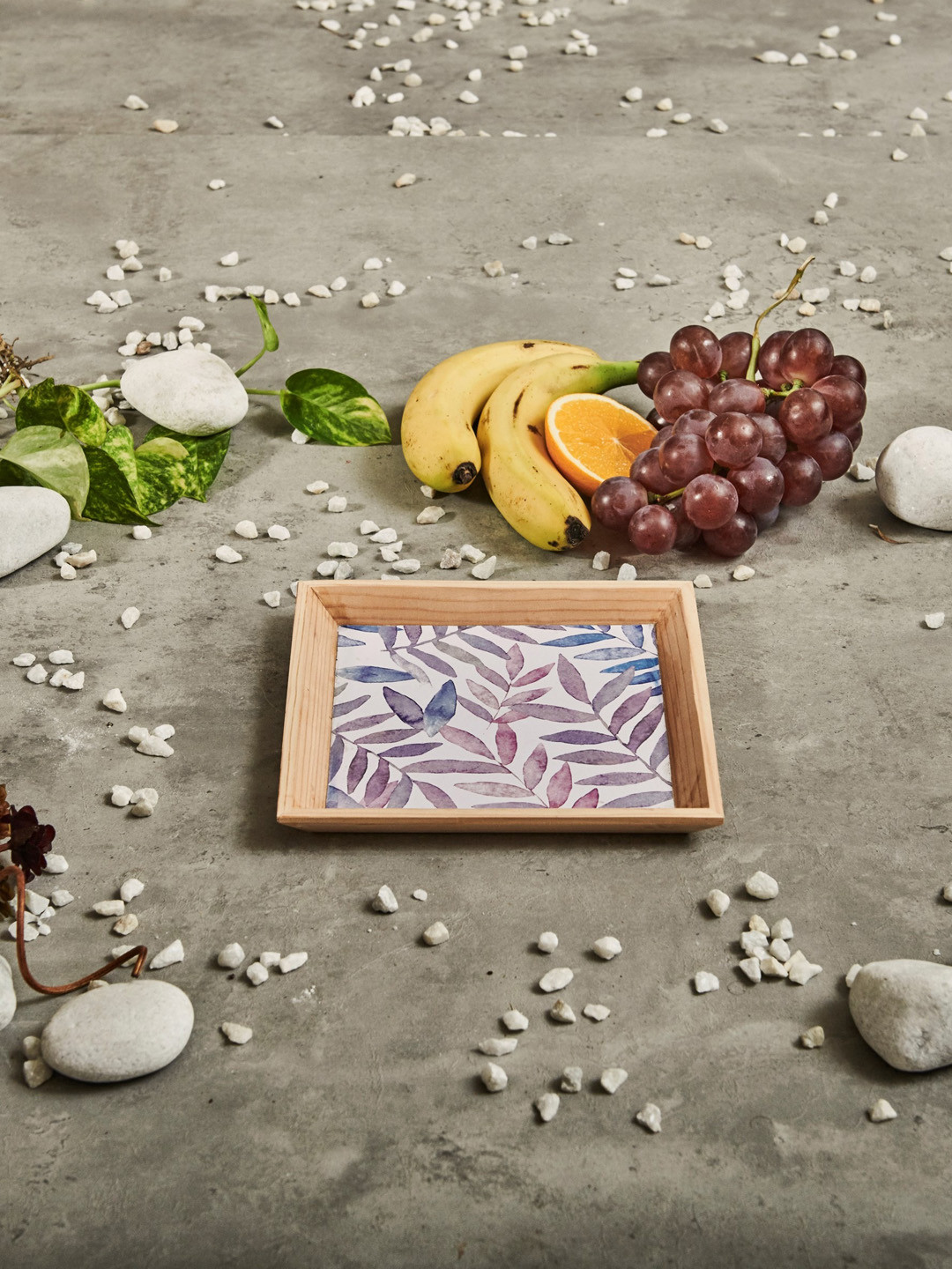 A Tiny Mistake Teal-Blue & White  Printed Handcrafted Wooden Serving Tray