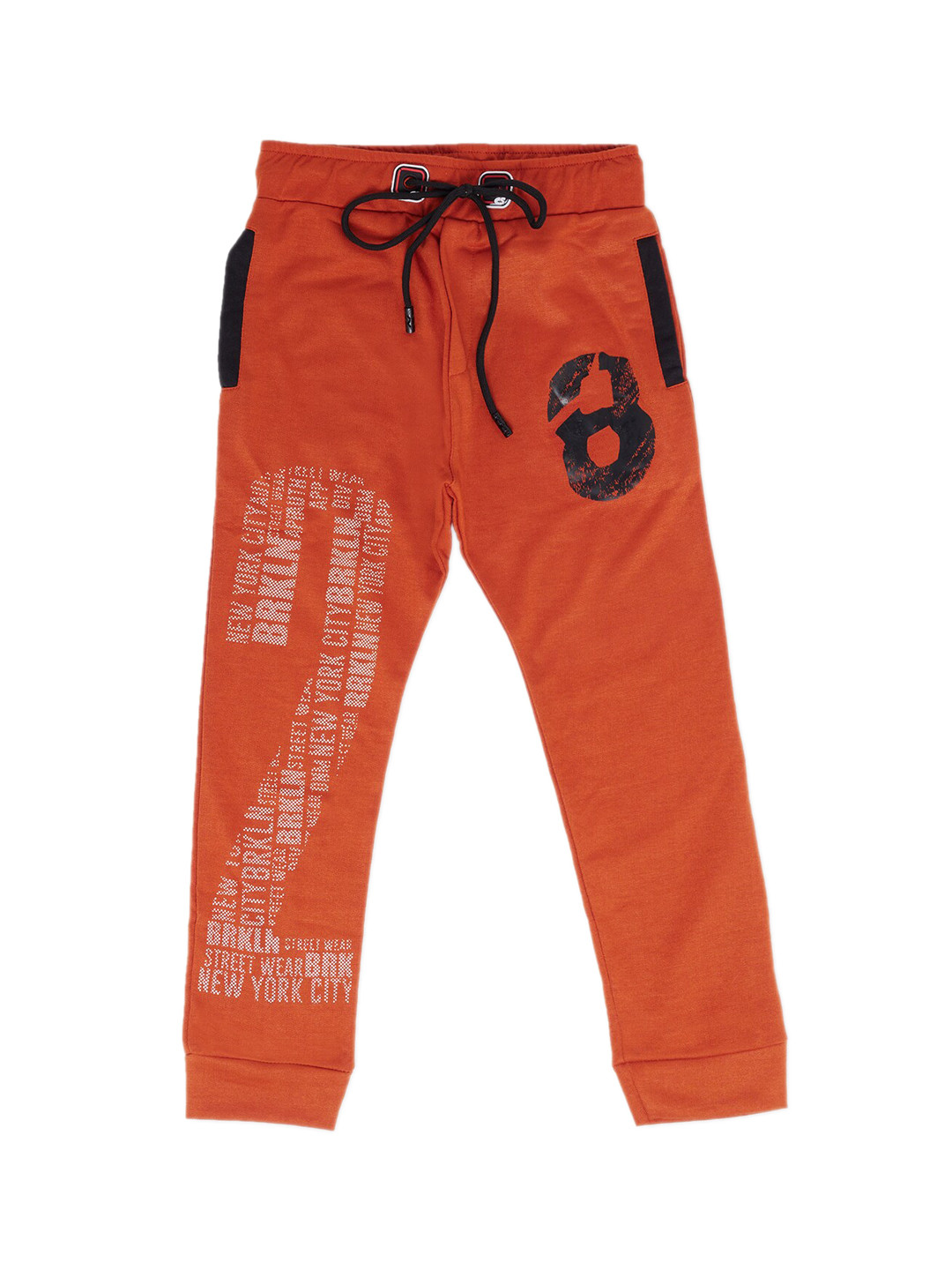 earth conscious Boys Rust & Black Printed Relaxed-Fit Joggers