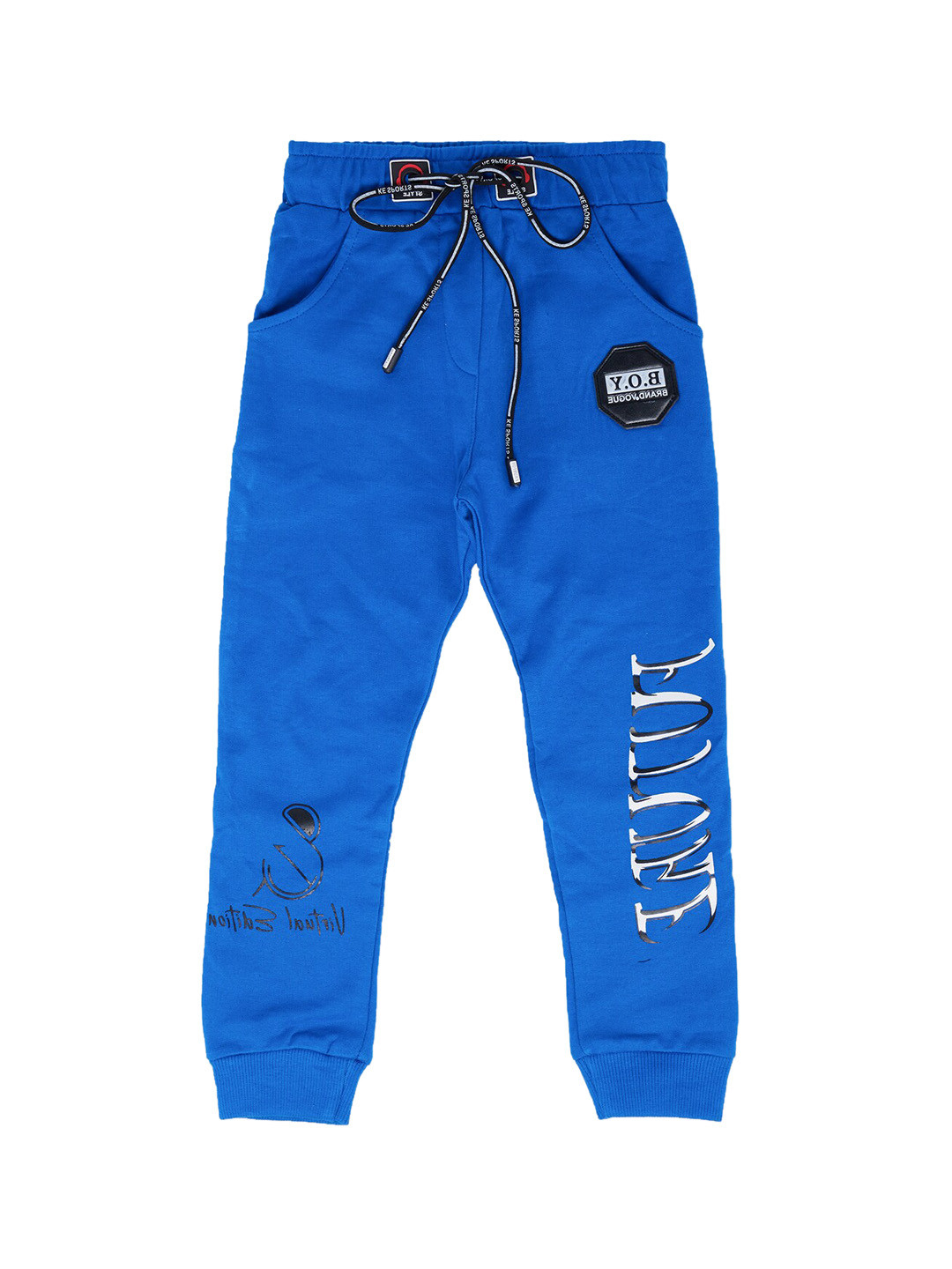earth conscious Boys Blue Printed Relaxed Fit Joggers