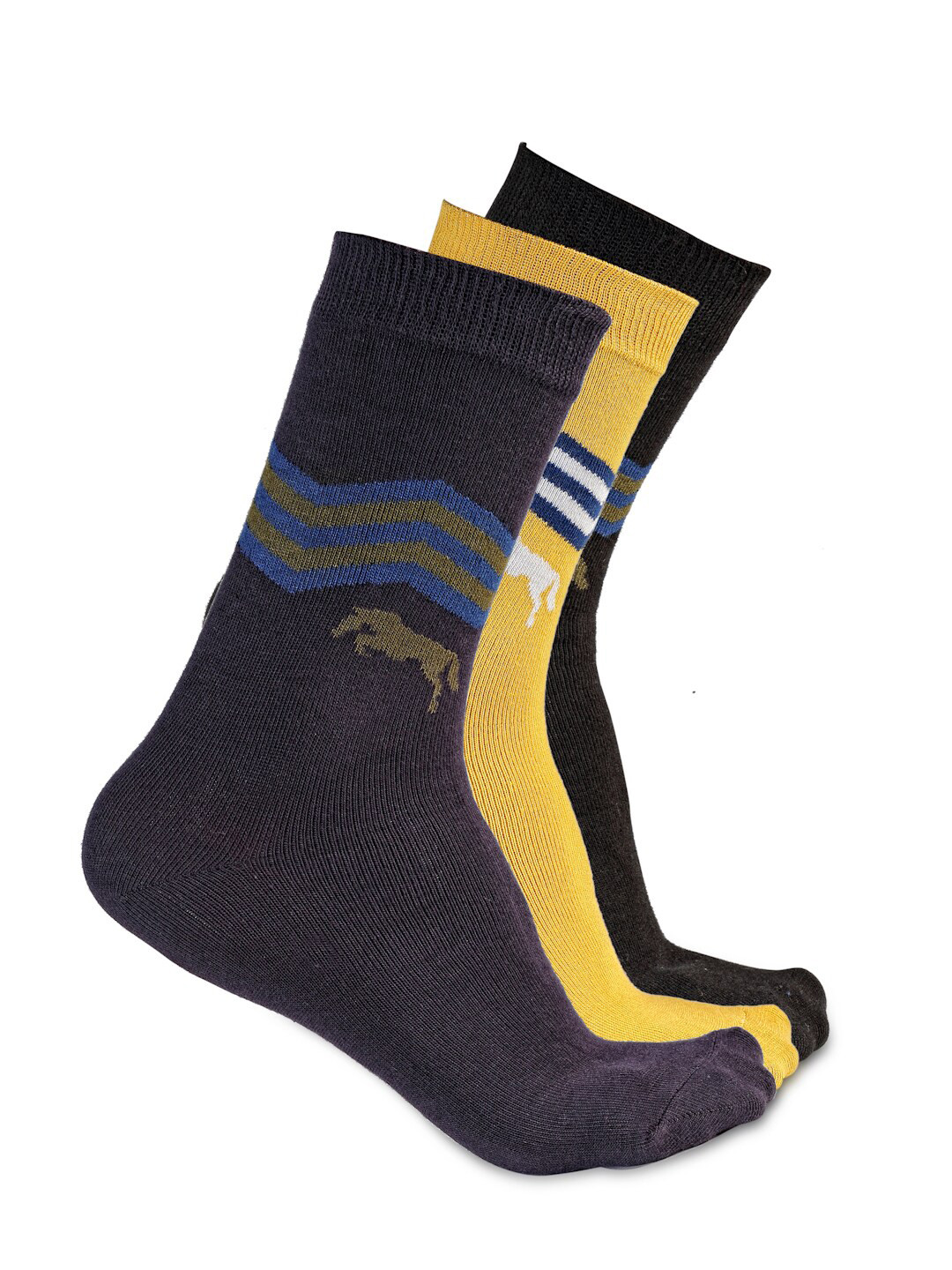 JUMP USA Pack of 3 Men Patterned Calf Length Socks