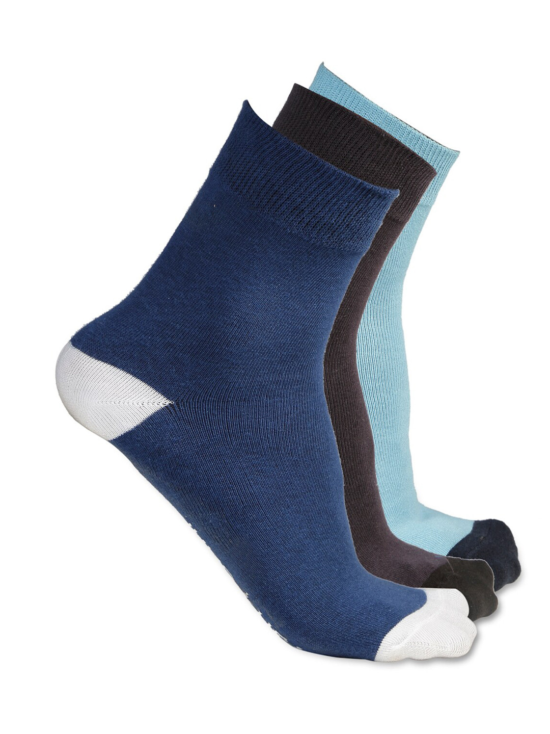 JUMP USA Men Pack Of 3 Blue & Grey Calf Length Socks