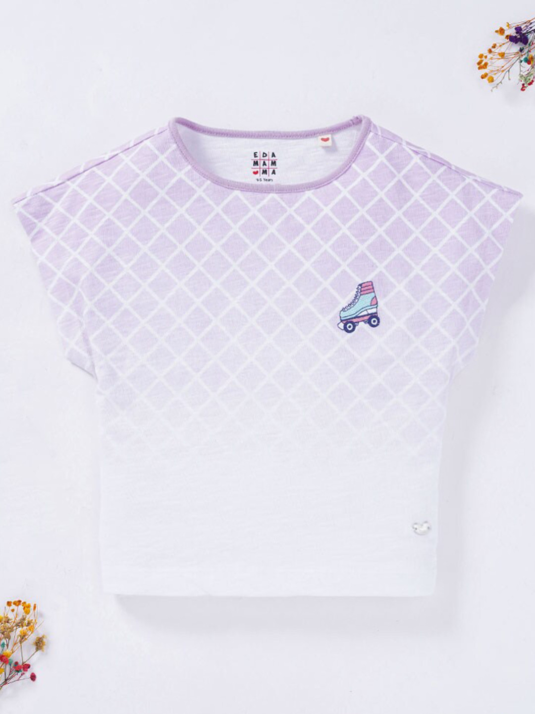 Ed-a-Mamma Girls Purple Printed Extended Sleeves T-shirt