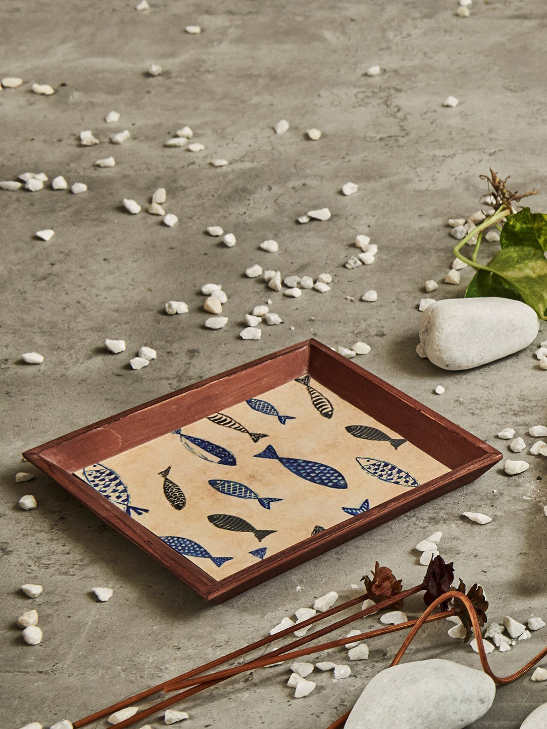 A Tiny Mistake Rose & Beige Printed Wooden Serving Tray