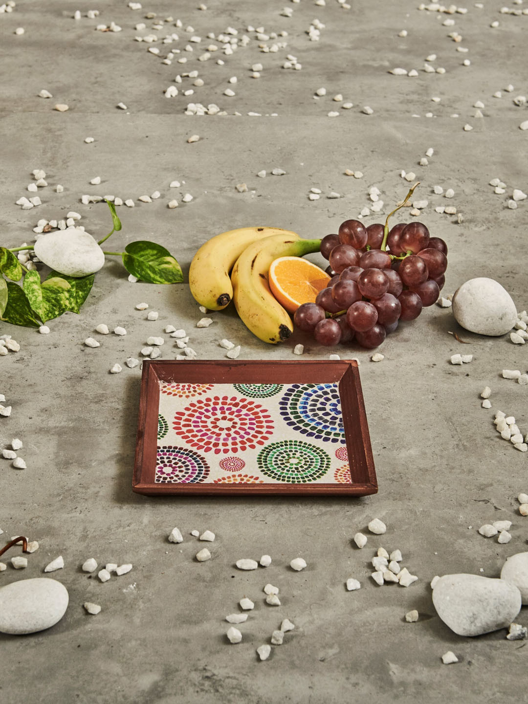 A Tiny Mistake Bronze-Toned & Green Printed Mandala Square Serving Tray