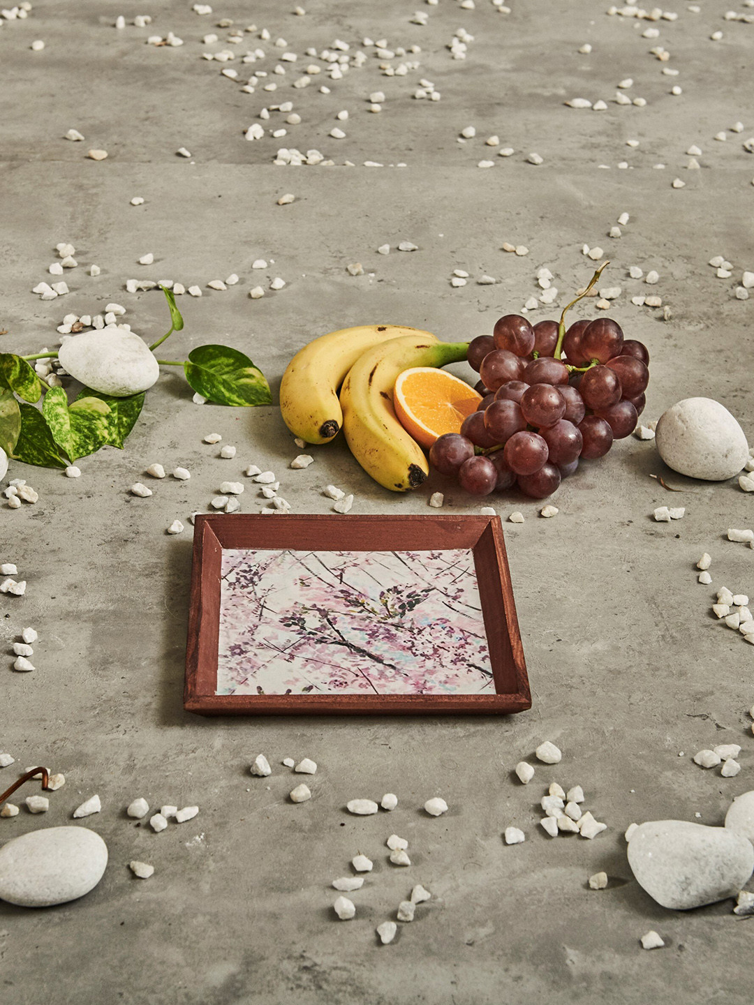 A Tiny Mistake Maroon & White Printed  Wooden Square Serving Tray