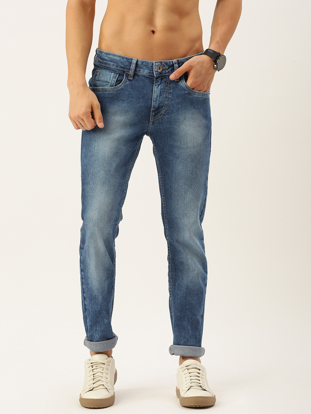 Flying Machine Men Blue Jackson Low-Rise Heavy Fade Stretchable Skinny Fit Casual Jeans