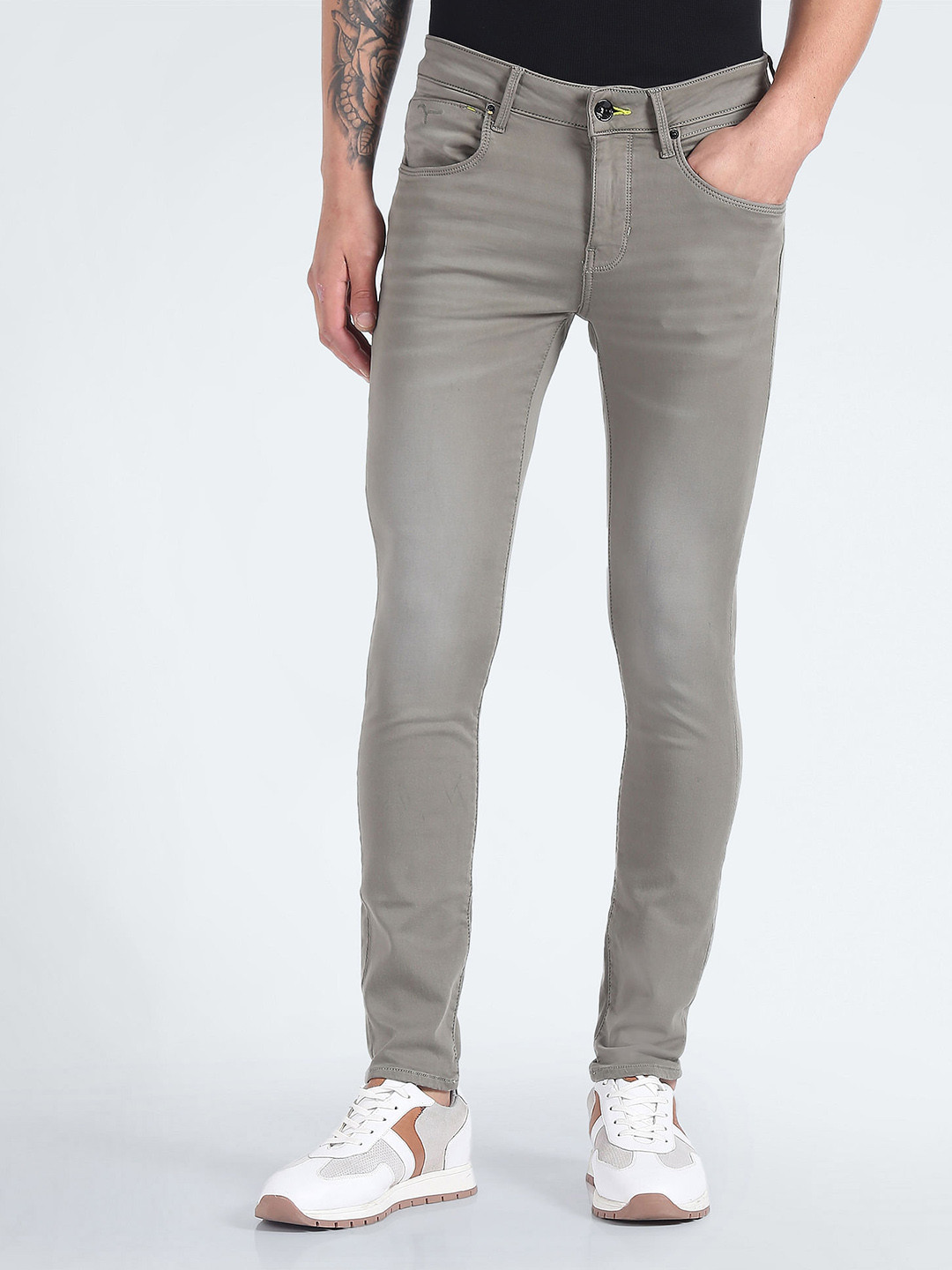 Flying Machine Men Olive Green Jackson Low-Rise Skinny Fit Stretchable Casual Jeans