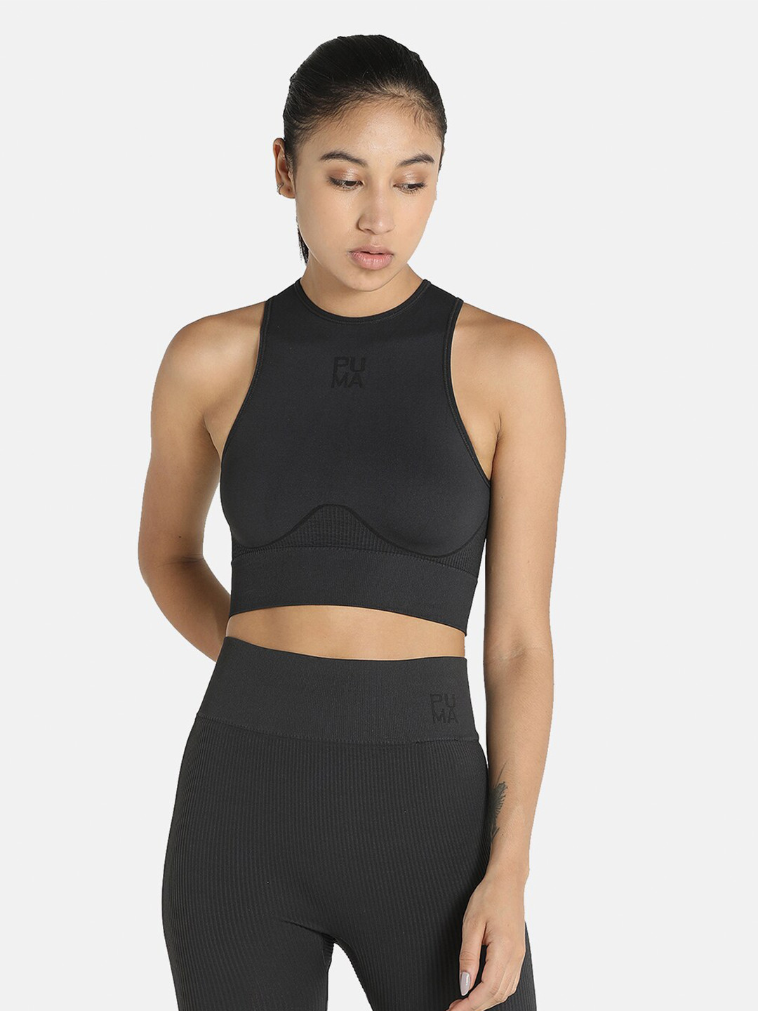 Buy Puma Women Black Infuse evoKNIT Cropped Top Tops for Women