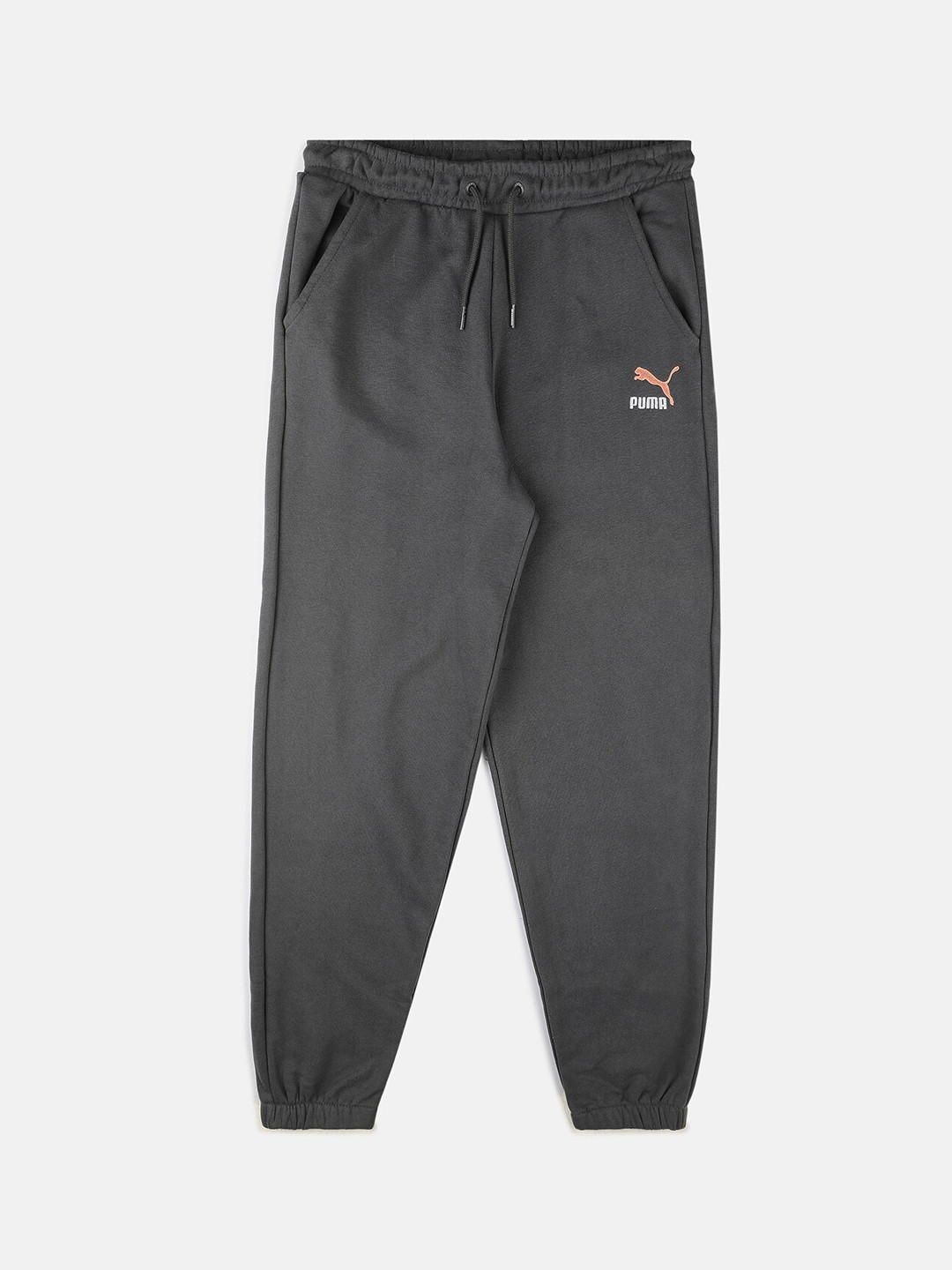 Puma Girls Grey Solid Relaxed Fit Track Pants