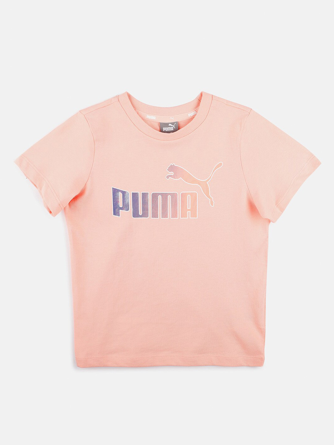 Puma Kids Pink & Peach-Coloured Printed T-shirt with Shorts