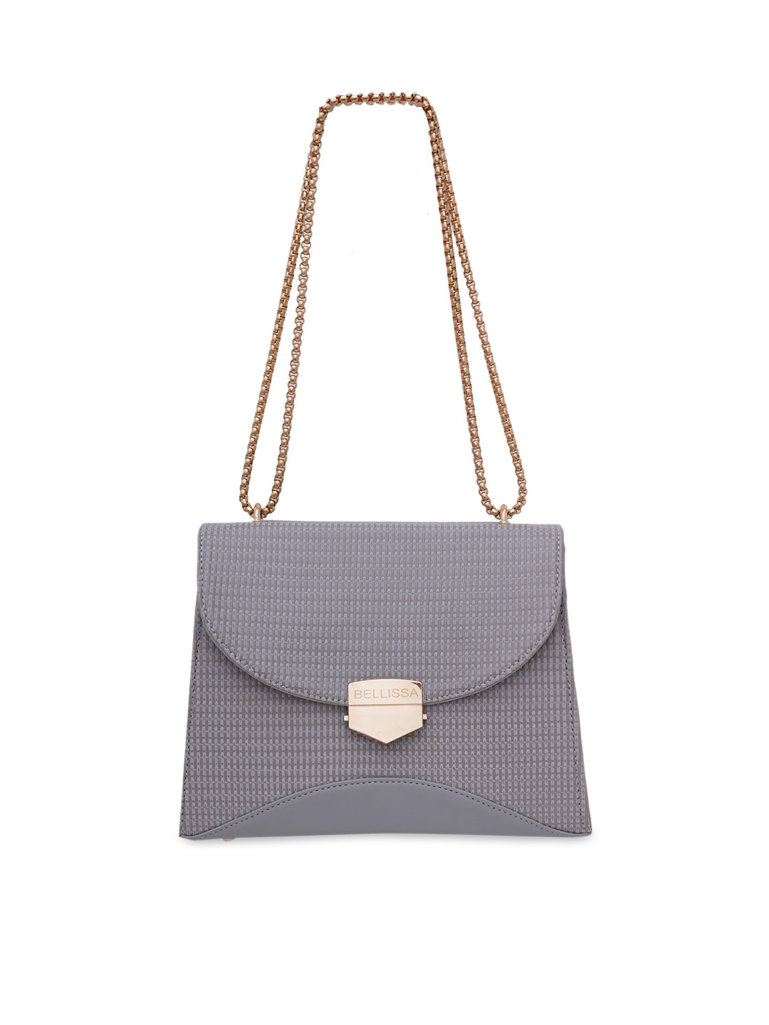 Bellissa Grey PU Structured Sling Bag with Applique