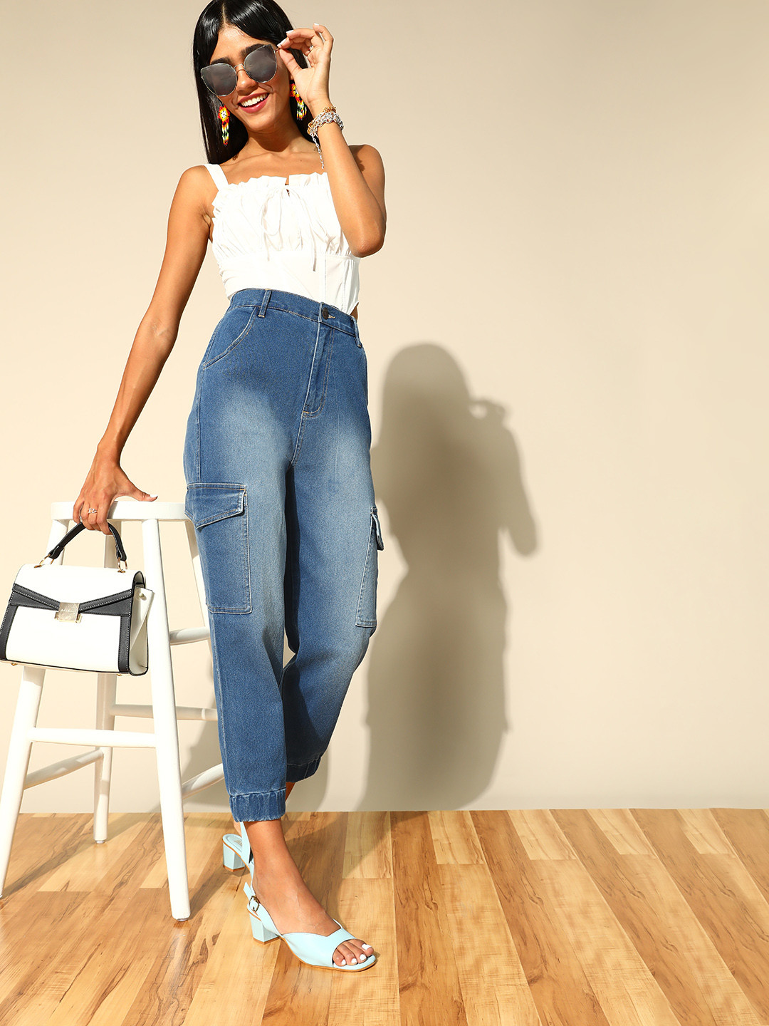 plusS Women Stunning Blue Regular Fit Stretchable Jeans