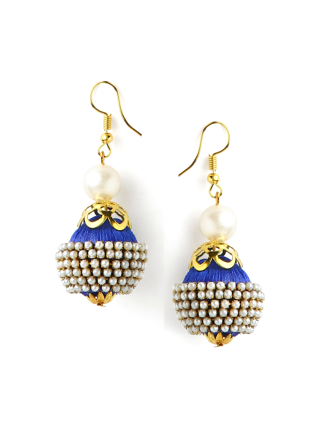 AKSHARA Blue Dome Shaped Drop Earrings