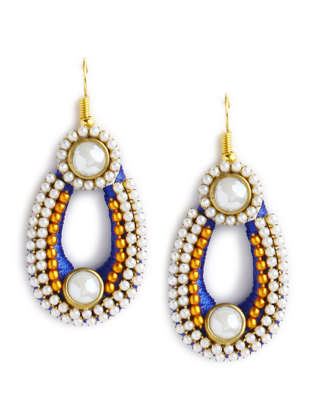 AKSHARA Blue Teardrop Shaped Drop Earrings