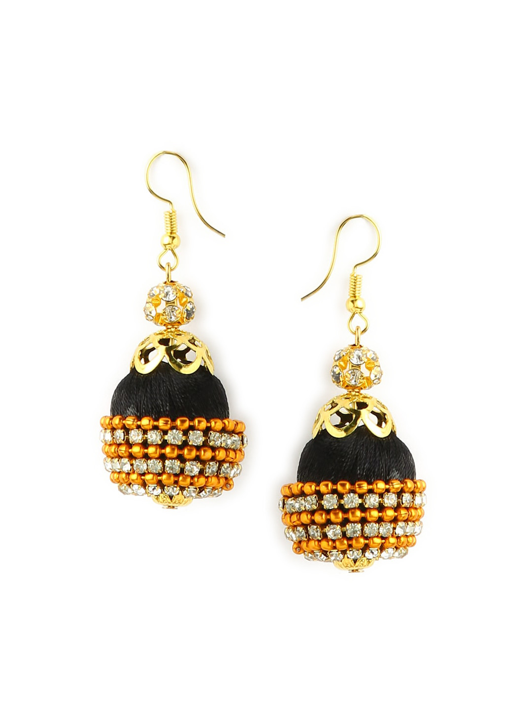 AKSHARA Black Dome Shaped Drop Earrings