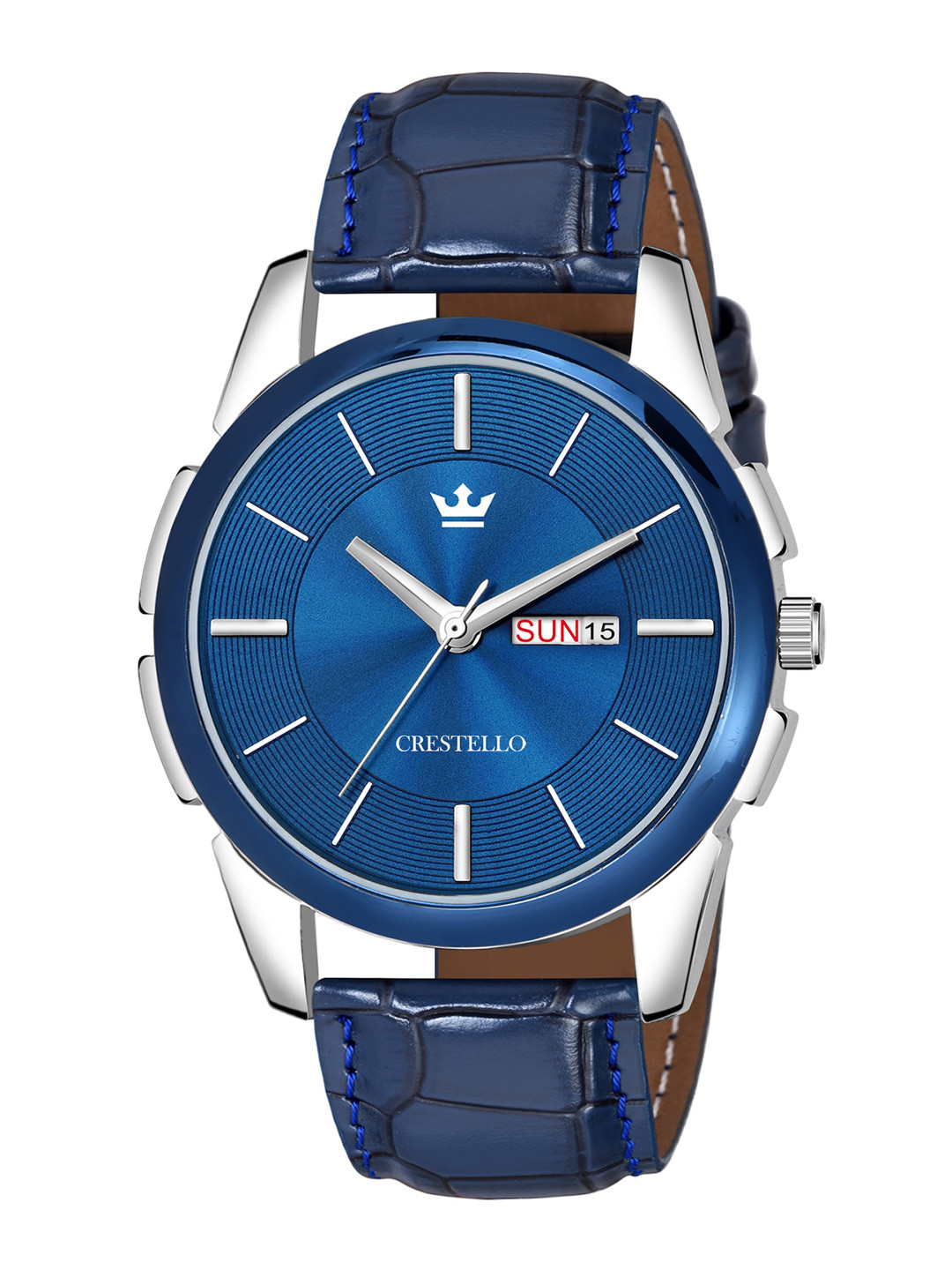 CRESTELLO Men Blue Brass Dial & Blue Stainless Steel Straps Analogue Watch CR-GR010-BLU