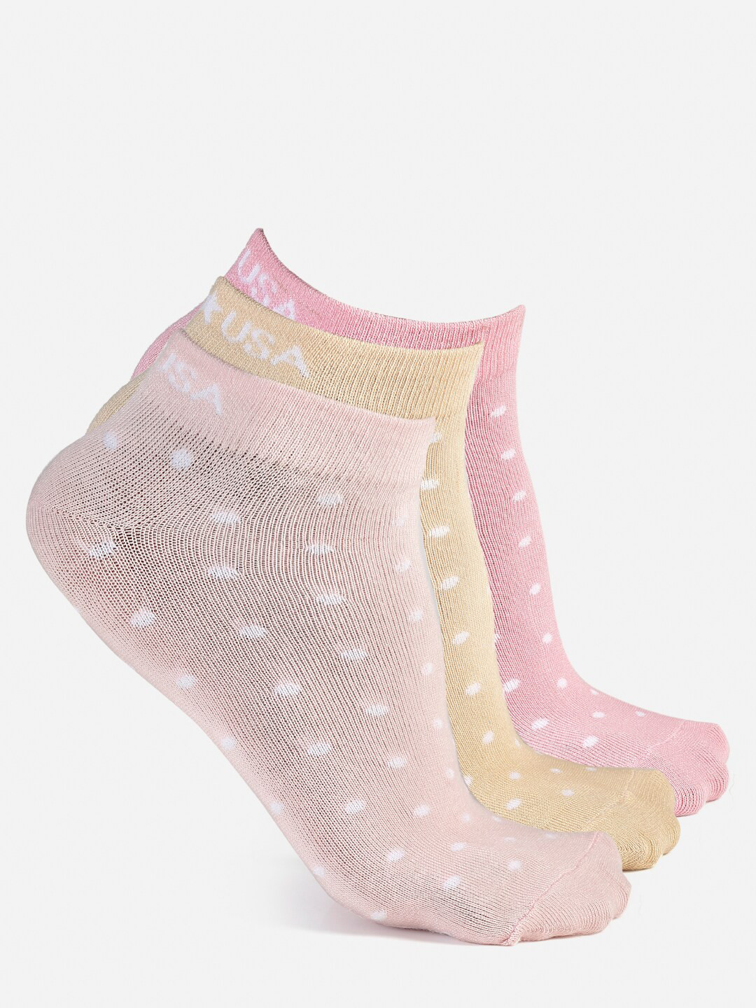 JUMP USA Set of 3 Ankle Length Assorted Printed Socks For Women