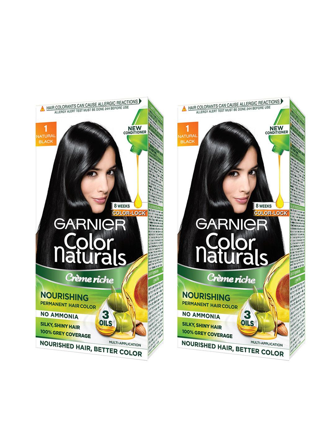 Garnier Set of 2 Color Naturals Creme Hair Color 130 ml each - Natural Black 1
