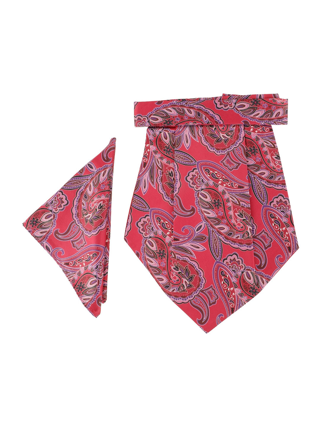 Alvaro Castagnino Men Red Printed Cravat with Pocket Square