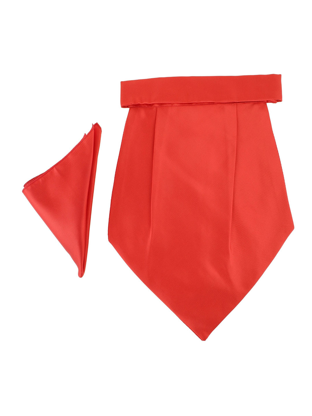 Alvaro Castagnino Men Orange Solid Cravet with Pocket Square