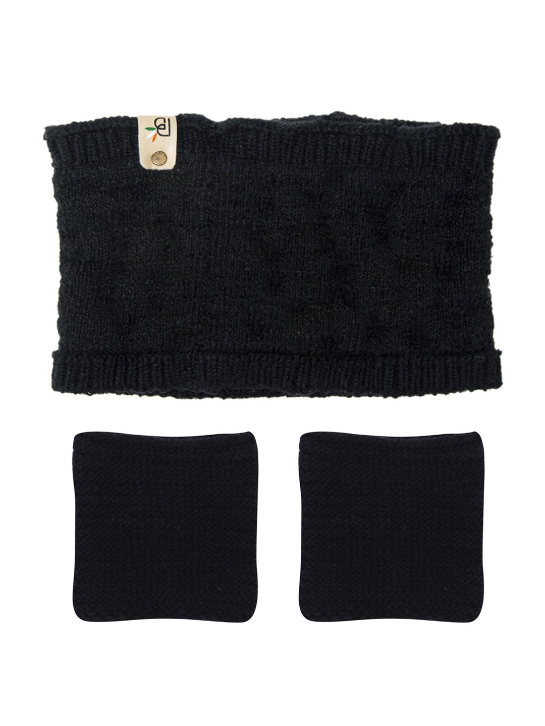 Bharatasya Unisex Black Solid Sports Headband With Wrist Bands