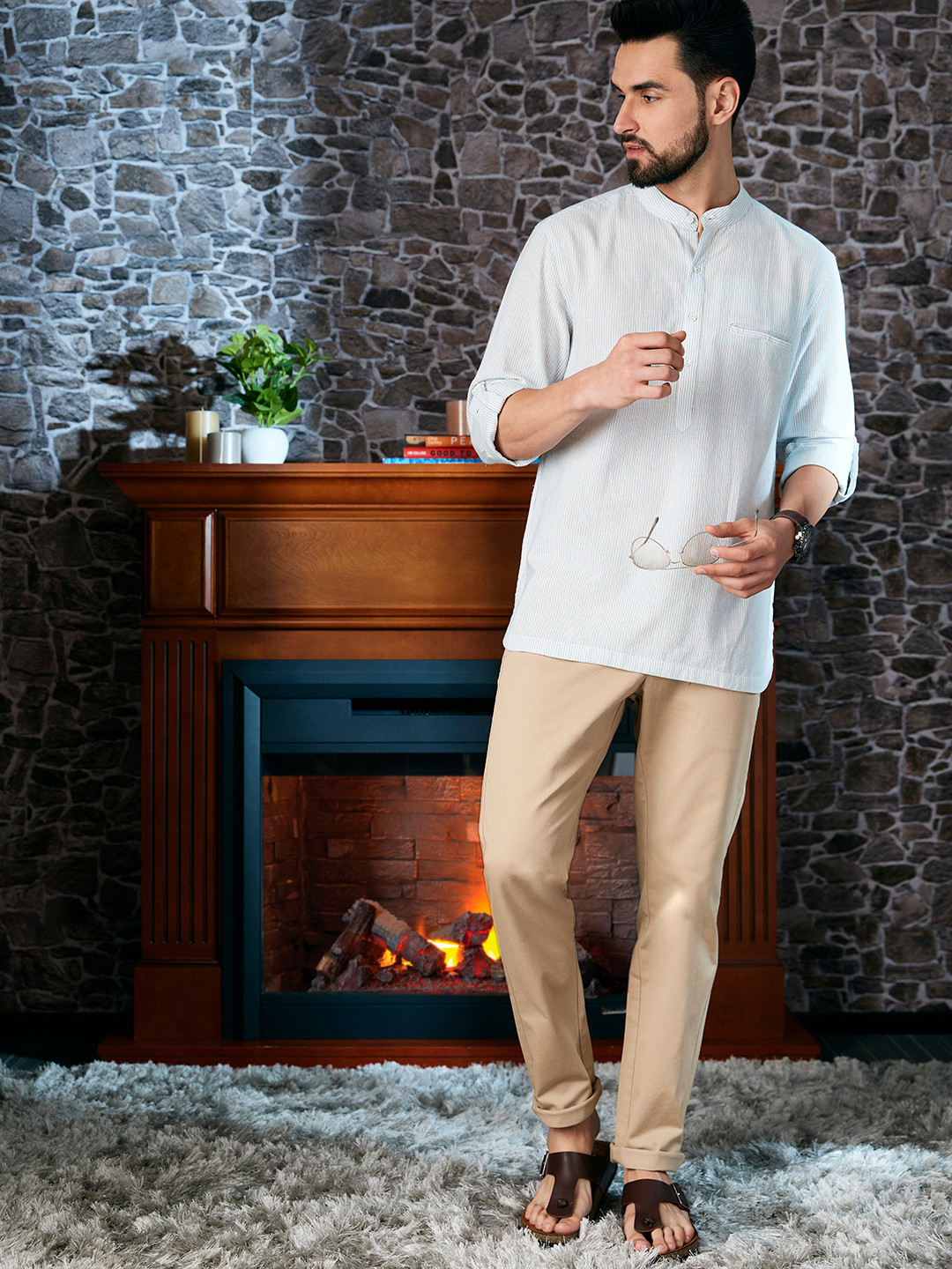 U S Polo Assn Men Khaki Slim Fit Trousers