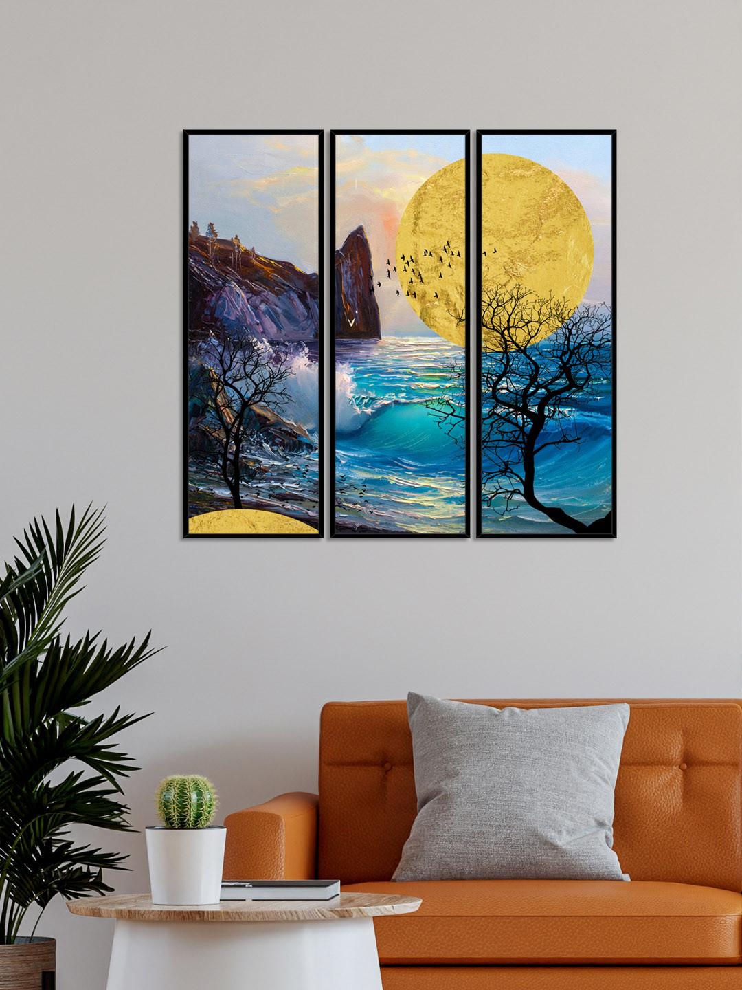 999Store Natural Canvas 3 Piece Wall Rectangle Paintings Wall Art - 30 x 10In