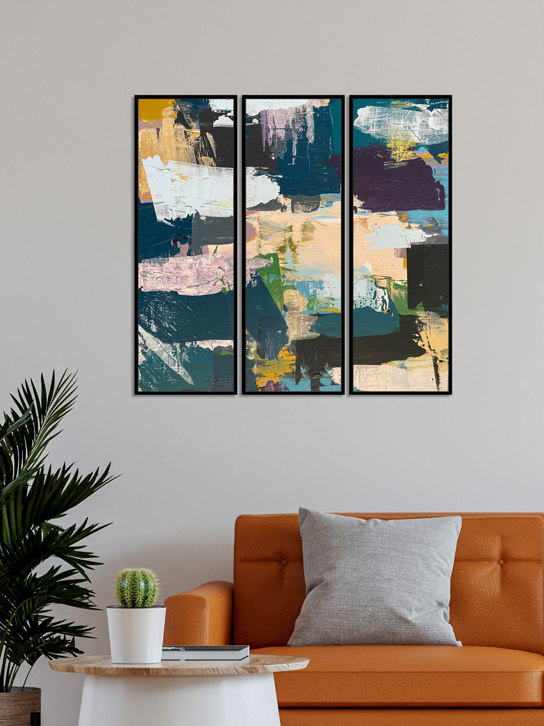 999Store Multi Colored Set Of 3 Abstract Wall Painting