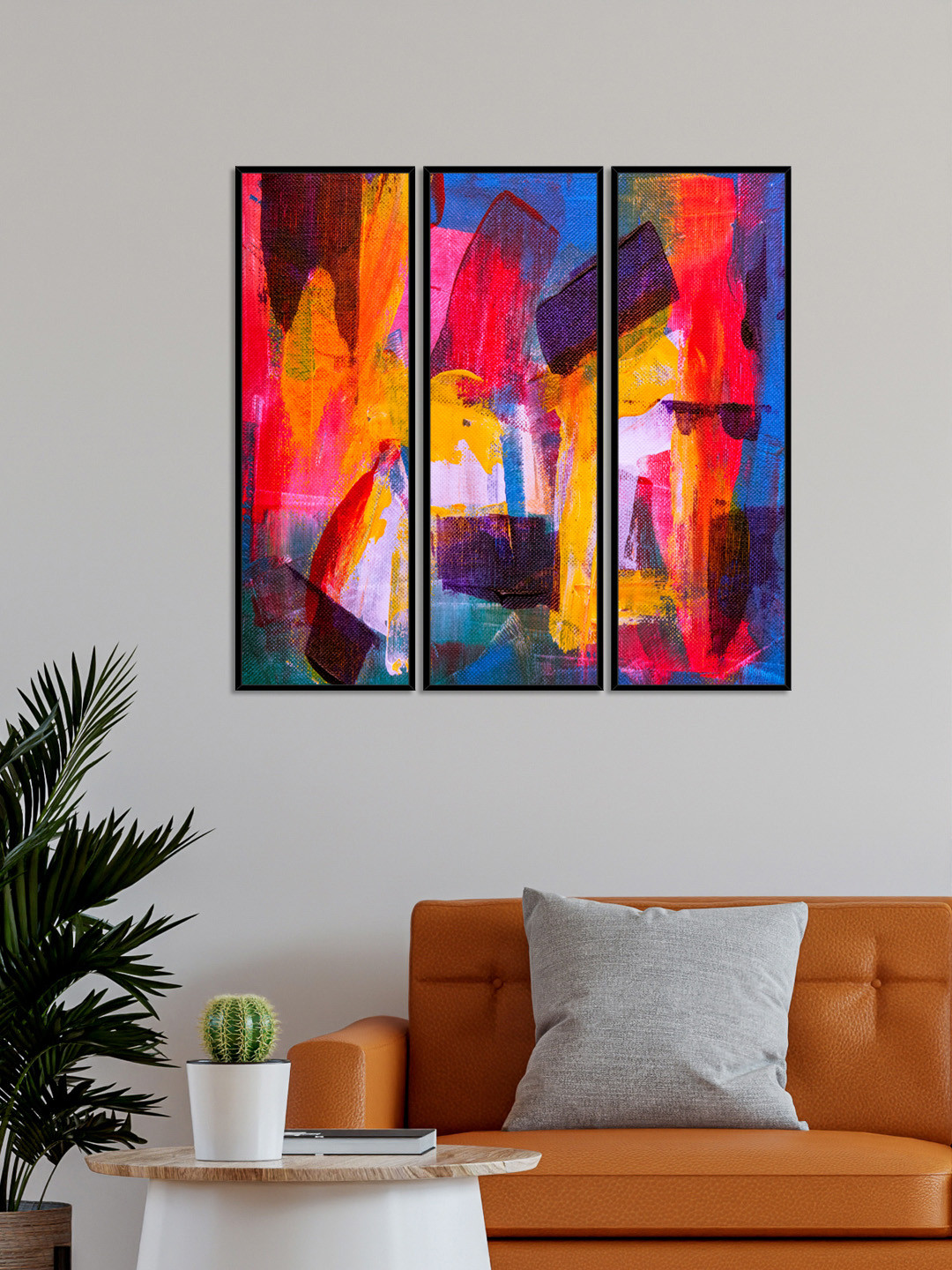 999Store Abstract Modern Canvas 3 Piece Rectangle Paintings Wall Art - 29.92 x 10.23In